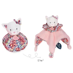 Doudou chat rose cocon