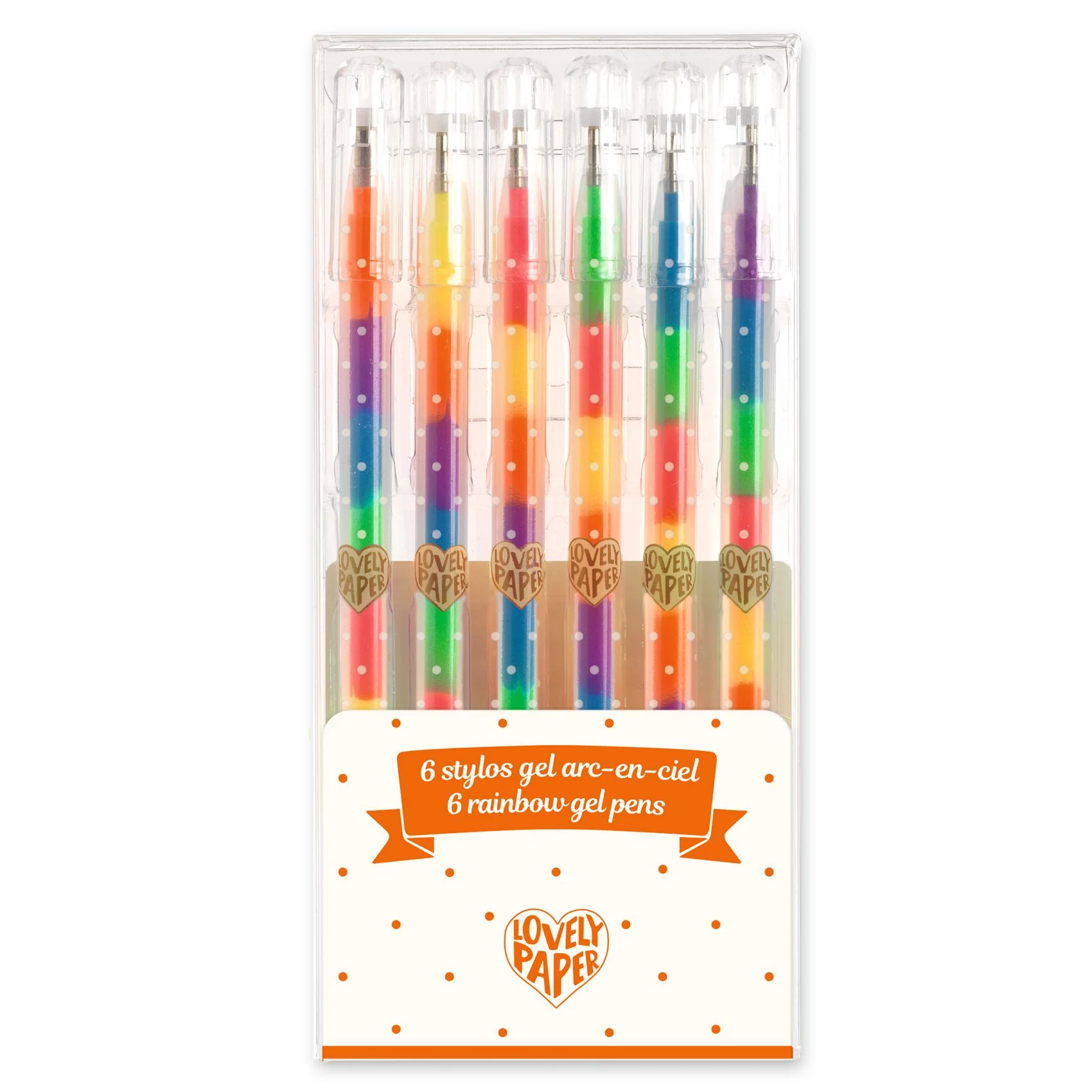6 Stylos Gel - Arc en Ciel