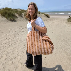 Sac cabas éponge XL - Caramel & rose