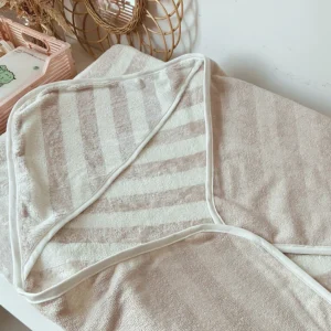 Cape de bain bébé Beige & Ecru