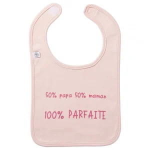 Bavoir "50% papa 50% maman" - Rose