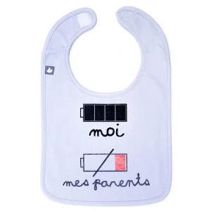 Bavoir "batteries" gris clair