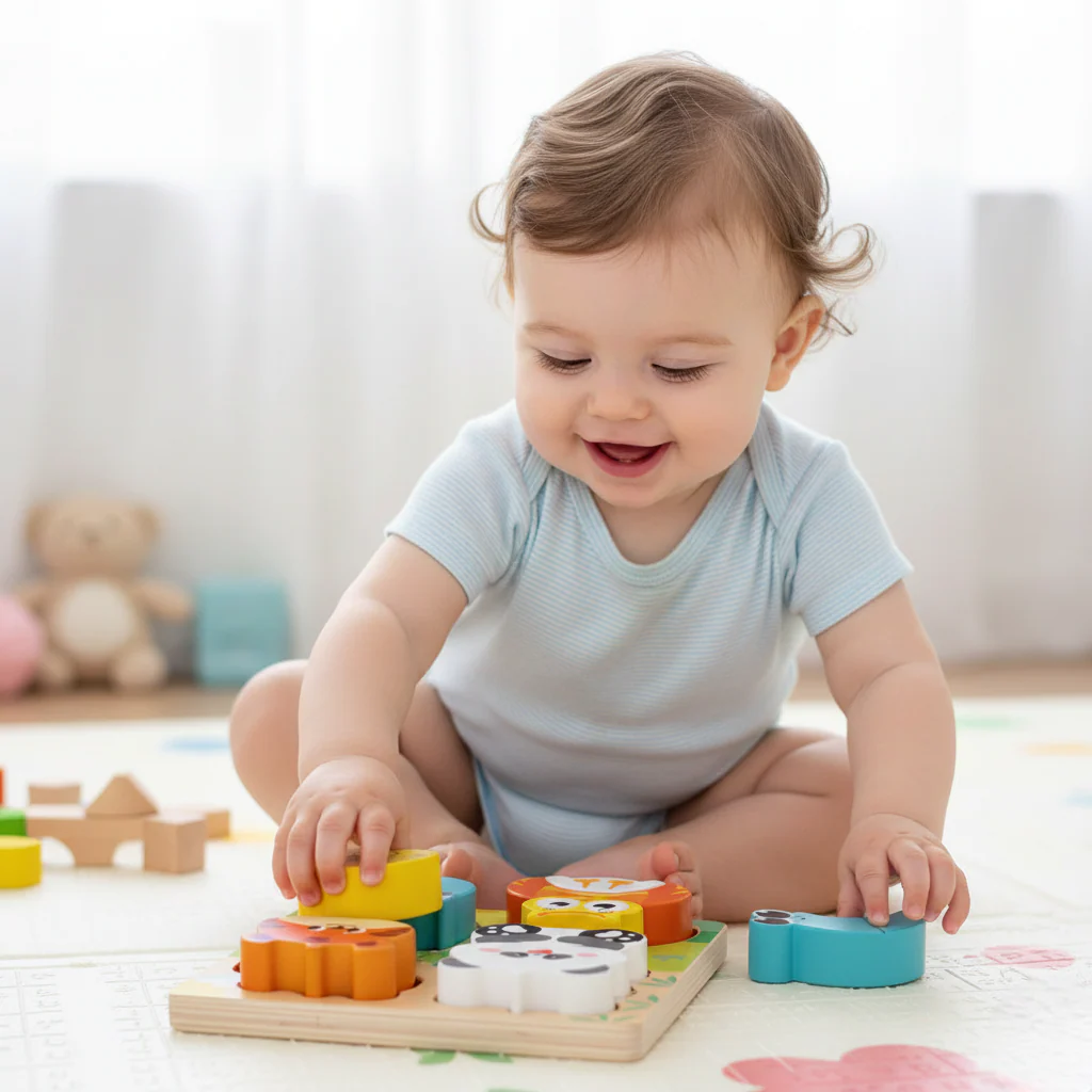 Puzzle bois animaux | Formes 3D pour bébé – Image 2