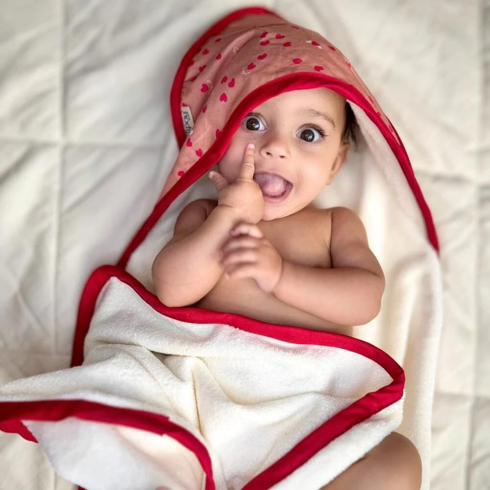 Cape de bain bébé fille - Amour