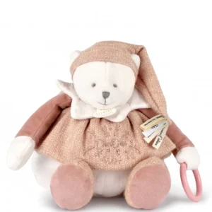 Peluche anniversaire ours rose 30cm