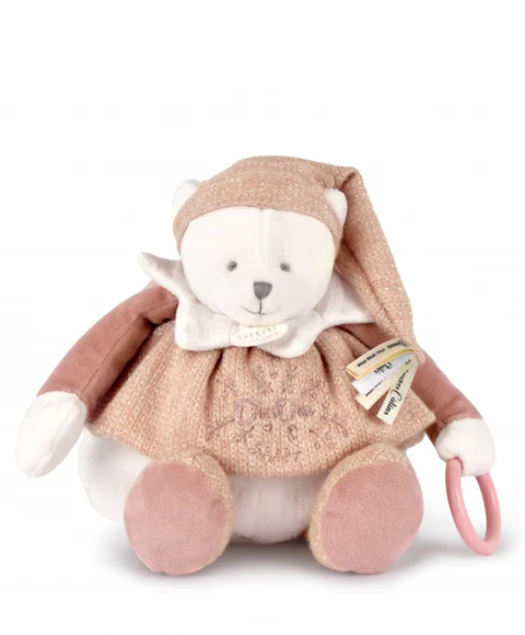 Peluche anniversaire ours rose 30cm