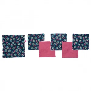 5 lingettes + pochette framboise